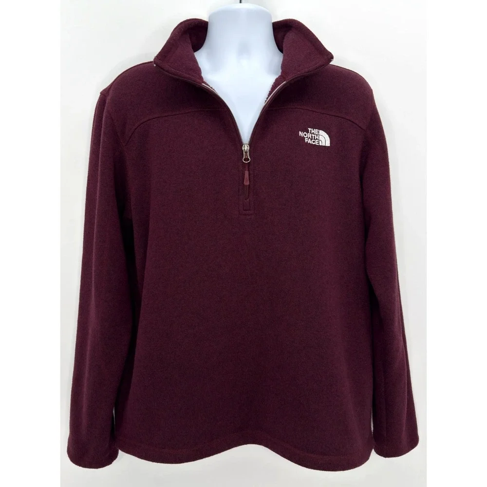 The North Face Leo Sweater Mens L Burgundy 1/4 Zip Fleece Pullover NF0A2SUX